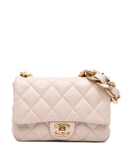 Pre-owned Chanel 2021-2025 Small Quilted Lambskin Funky Town Flap Shoulder Bag In Brown