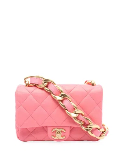 Pre-owned Chanel 2021-2025 Small Quilted Lambskin Funky Town Flap Shoulder Bag In Pink