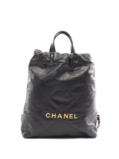 Pre-owned Chanel 2021 22  Quilted Backpack In Black