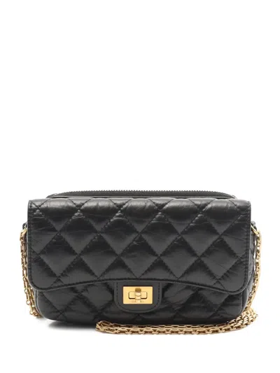 Pre-owned Chanel 2021 2.55 Matelassé Chain Shoulder Bag In Black