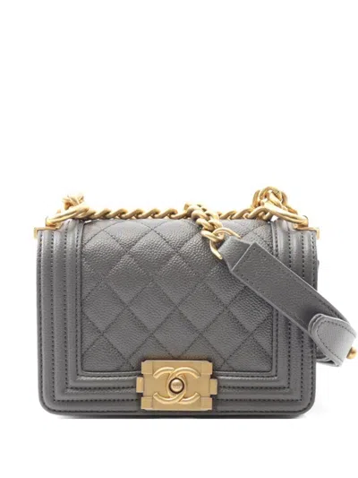 Pre-owned Chanel 2021 Boy  Mini Shoulder Bag In Gray
