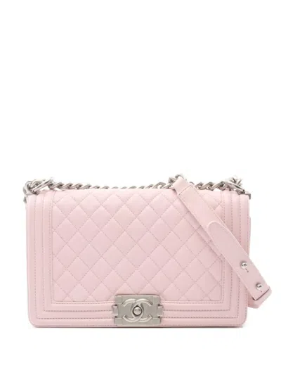 Pre-owned Chanel 2021 Boy Shoulder Bag In 粉色