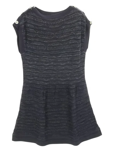 Pre-owned Chanel 2021 Button Knit Mini Dress In Gray