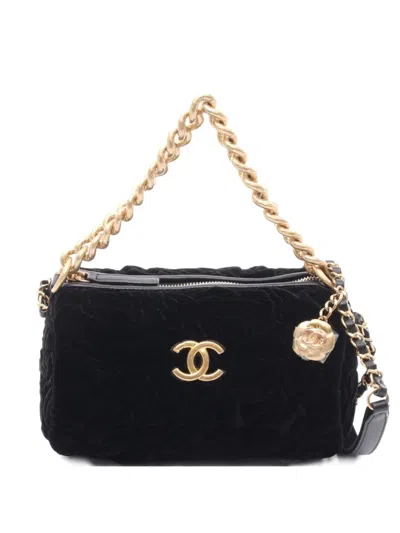 Pre-owned Chanel 2021 Camellia Shoulder Bag In Black