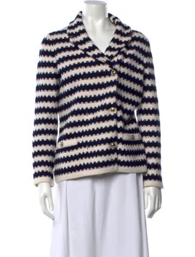 Pre-owned Chanel 2021 Cashmere Blazer In Blue/neutrals