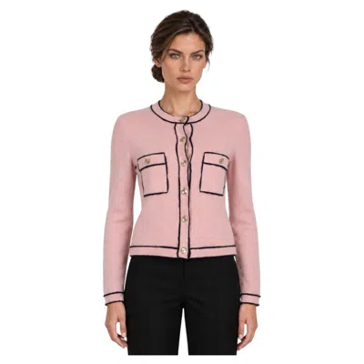 Pre-owned Chanel 2021 Cashmere Cardigan Light Pink Navy 38 S