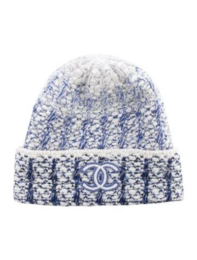 Pre-owned Chanel 2021 Cashmere Cc Beanie In Black/blue/white