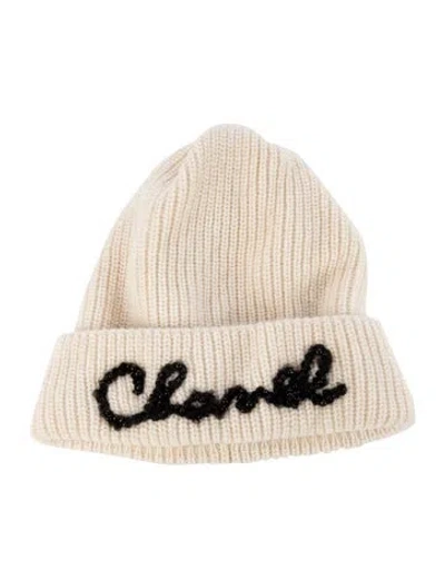Pre-owned Chanel 2021 Cashmere Knit Beanie In Neutral