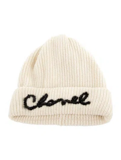 Pre-owned Chanel 2021 Cashmere Knit Beanie W/tags In Neutral