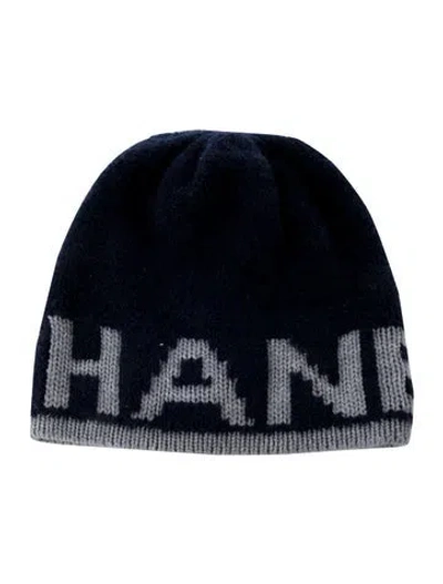 Pre-owned Chanel 2021 Cashmere Logo Beanie W/ Tags In Blue