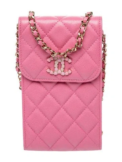 Pre-owned Chanel 2021 Cc Candy Phone Case Crossbody And Airpods Pro Case W/tags In Pink