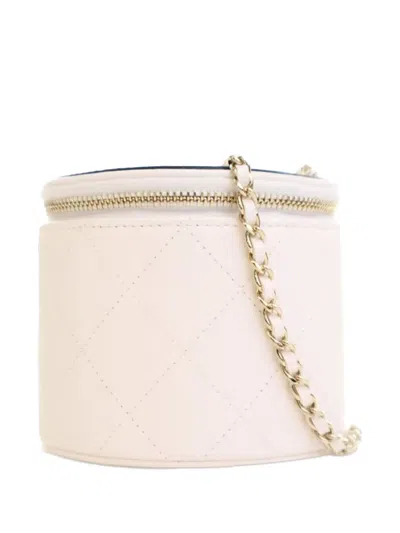 Pre-owned Chanel 2021 Cc Lambskin Round Vanity Case Crossbody Bag