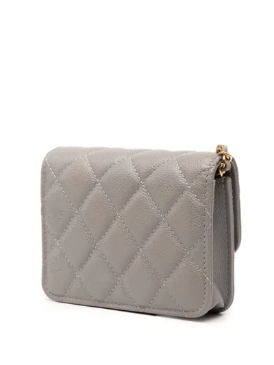 Pre-owned Chanel 2021 Cc Quilted Caviar Miss Coco Clutch With Chain Crossbody Bag In Gray
