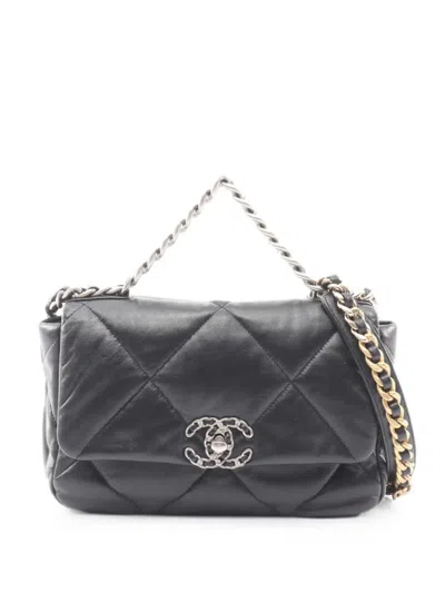 Pre-owned Chanel 2021  19 Two-way Handbag In Black