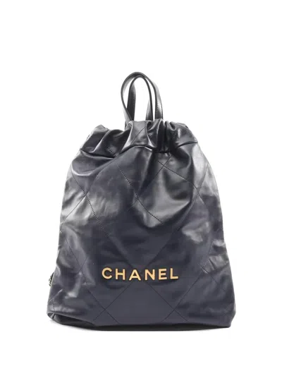 Pre-owned Chanel 2021  22 Backpack In Blue