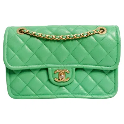Pre-owned Chanel 2021  Mint Green Caviar Leather Flap Bag