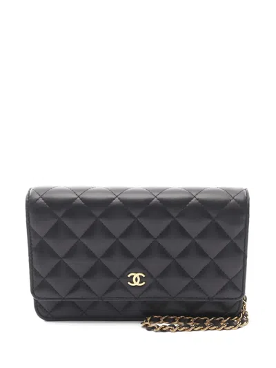 Pre-owned Chanel 2021 Classic Flap Diamond Quilting Shoulder Bag In Black