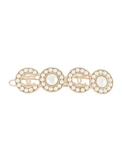 Pre-owned Chanel 2021 Coco Hair Clip In Gold