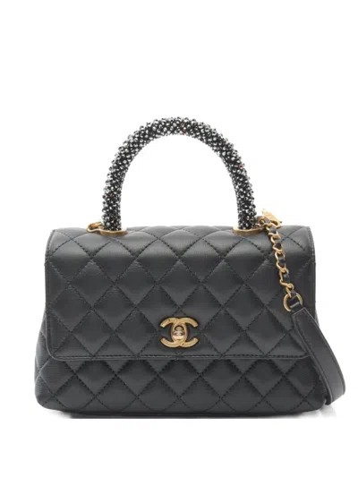 Pre-owned Chanel 2021 Coco Handle Flap Handbag In Black