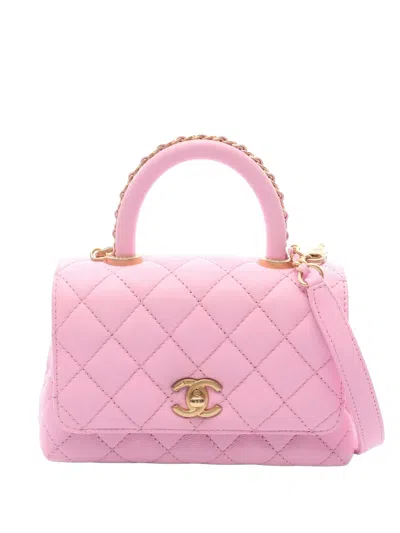 Pre-owned Chanel 2021 Coco Handle Tote Bag In Pink