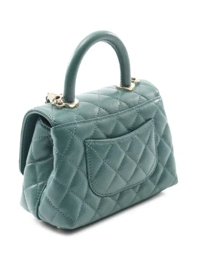 Pre-owned Chanel 2021 Coco Handle Xxs Two-way Handbag In Green