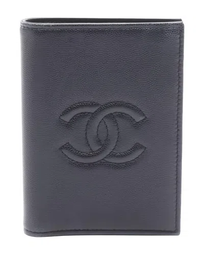 Pre-owned Chanel 2021 Coco Mark Bi-fold Wallet In Black