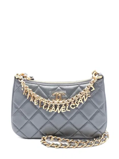 Pre-owned Chanel 2021 Coco Mark Diamond Quilting Shoulder Bag In Gray