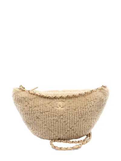 Pre-owned Chanel 2021's Coco Mark Half Moon Chain Shoulder Bag In Neutral