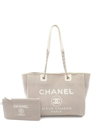Pre-owned Chanel 2021 Deauville Tote Bag In Neutral