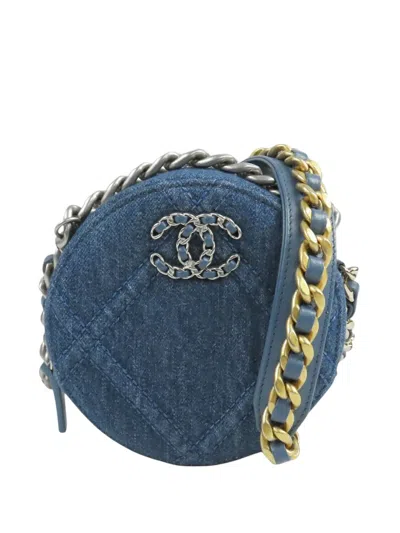 Pre-owned Chanel 2021 Denim 19 Round Clutch With Chain Satchel In Blue