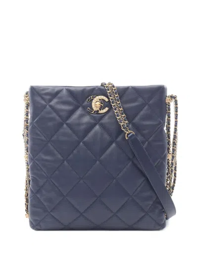 Pre-owned Chanel 2021 Diamond-quilted Shoulder Bag In Blue