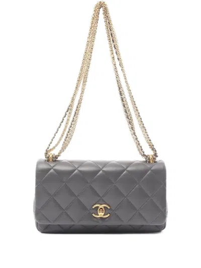 Pre-owned Chanel 2021 Diamond-quilted Shoulder Bag In Grey