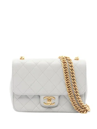 Pre-owned Chanel 2021 Diamond-quilting Chain Shoulder Bag In Gray