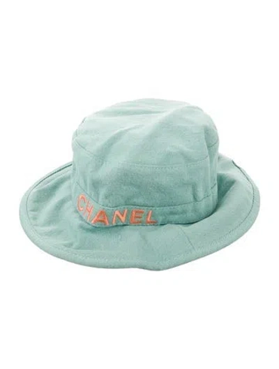 Pre-owned Chanel 2021 Embroidered Denim Bucket Hat In Blue