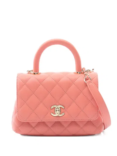 Pre-owned Chanel 2021 Extra Extra Small Quilted Totebag In Pink