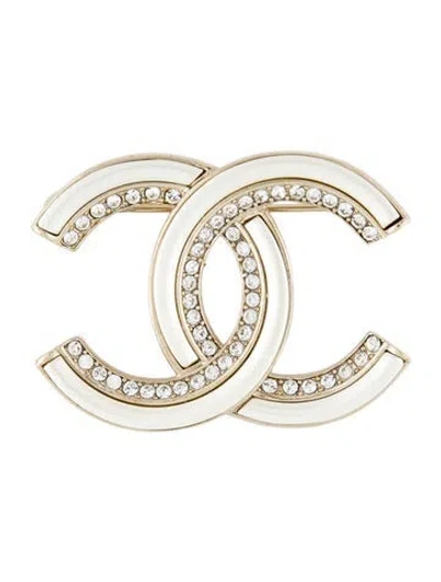 Pre-owned Chanel 2021 Faux Pearl & Strass Cc Brooch In Multi
