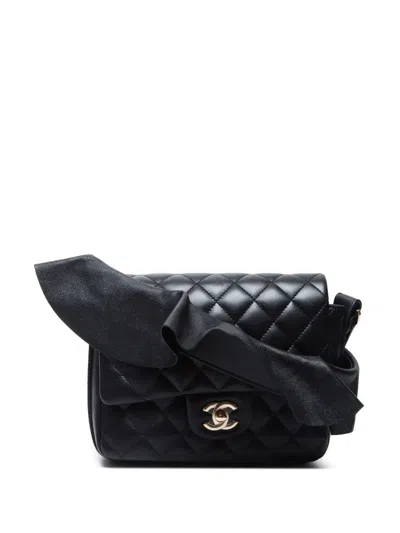 Pre-owned Chanel 2021 Frill Matelasse Shoulder Bag In Black