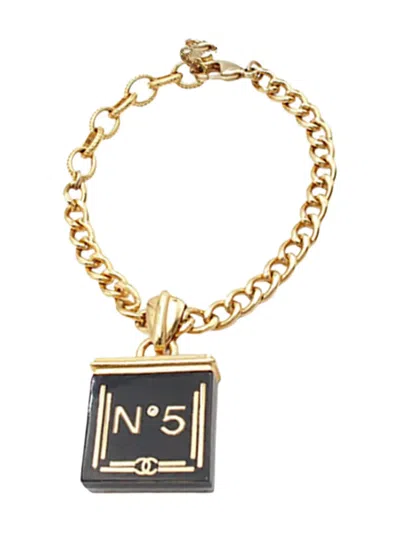 Pre-owned Chanel 2021 Gold Plated Resin No 5 Charm Bracelet Costume Bracelet