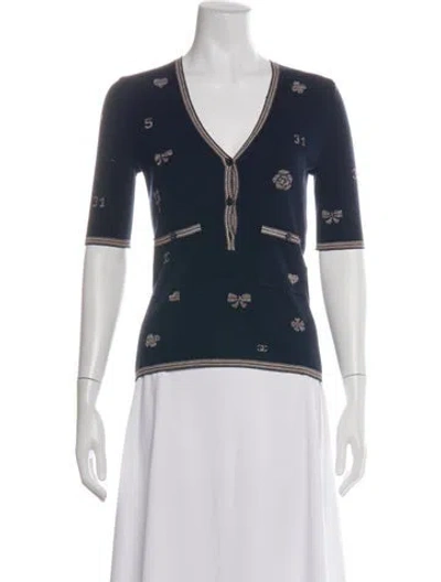Pre-owned Chanel 2021 Graphic Print Sweater In Blue