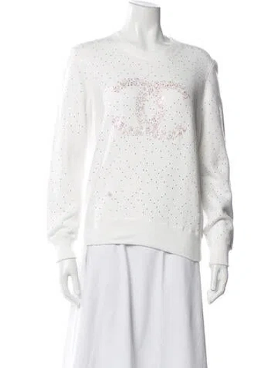 Pre-owned Chanel 2021 Graphic Print Sweater In White