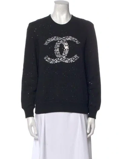 Pre-owned Chanel 2021 Graphic Print Sweatshirt In Black