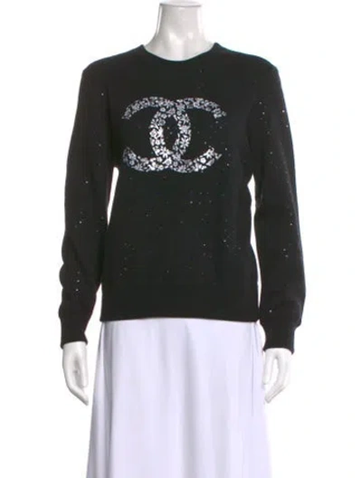 Pre-owned Chanel 2021 Graphic Print Sweatshirt In Black
