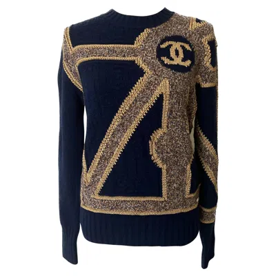 Pre-owned Chanel 2021 Iconic Chateau Des Dammes Runway Jumper 34 Fr In Black