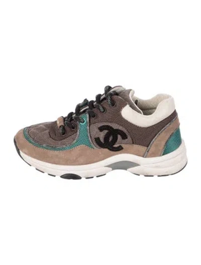 Pre-owned Chanel 2021 Interlocking Cc Logo Athletic Sneakers In Brown