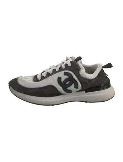 Pre-owned Chanel 2021 Interlocking Cc Logo Athletic Sneakers In Gray