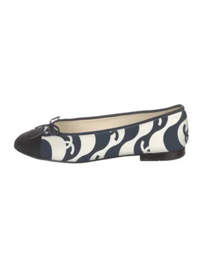 Pre-owned Chanel 2021 Interlocking Cc Logo Ballet Flats In Blue