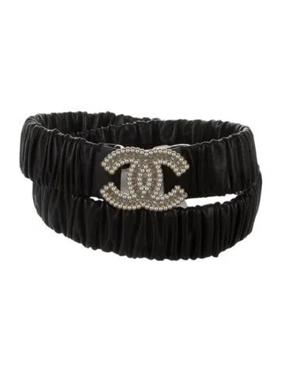 Pre-owned Chanel 2021 Interlocking Cc Logo Belt In Black