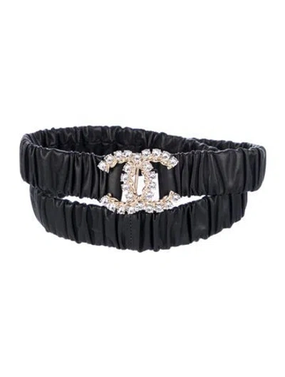 Pre-owned Chanel 2021 Interlocking Cc Logo Belt In Black