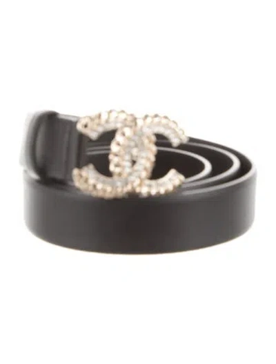 Pre-owned Chanel 2021 Interlocking Cc Logo Belt In Black
