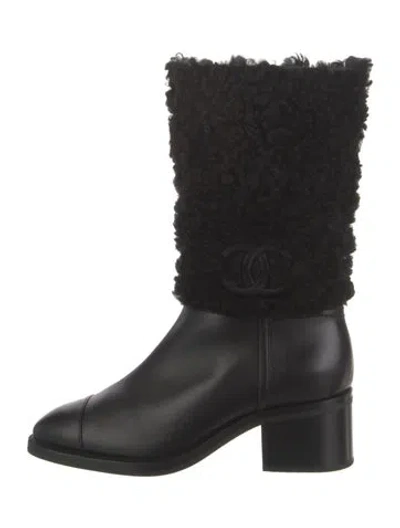 Pre-owned Chanel 2021 Interlocking Cc Logo Boots In Black